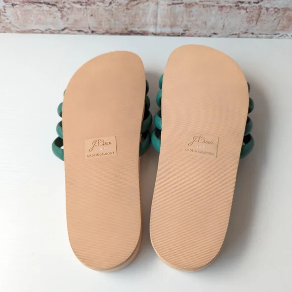 J. Crew Green and Tan Open-Toe Sandals with Crisscross Straps - Picture 6 of 9